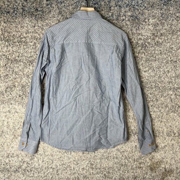 NSF Shirt Mens Small Blue Striped Button Down Long Sleeve 100% Cotton Casual - Picture 6 of 6